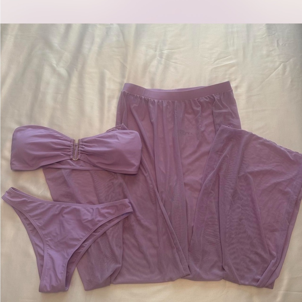 SHEIN Purple Bandeau Swim Top